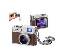 Cuifati Mini Keychain Camera, 1080P FHD Mini Retro Digital Camera, Tiny Portable Small Cameras Vintage Compact Micro Cameras, OTG Adapters for Travel Study Recording (Brown)