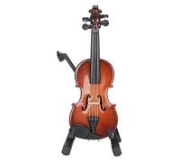 Cuifati Mini Violin Model Miniature Musical Instrument Toy with Stand Case Craft Decorations, Hand Made Violin Dollhouse Decor for Table Bedroom Living Room, Tiny Replica for Action