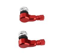 Cuifati Motorcycle Tire Valve Stems 90 Degree Aluminum Wheels Valve Stem Caps 11.3mm Universal 2pcs Silver Lock Nut with Rubber Seal for Inflation Check Air Pressure Tool (Red)