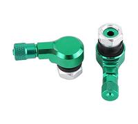 Cuifati Motorcycle Tire Valve Stems 90 Degree Aluminum Wheels Valve Stem Caps 11.3mm Universal 2pcs Silver Lock Nut with Rubber Seal for Inflation Check Air Pressure Tool (Green)