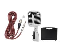 Cuifati Retro Dynamic Microphone, Cardioid Wired Mic with Die Cast Shell & Shock Mount, Flexible Swing Mount 45/80°, Noise Damping for Singing Stage Studio Recording (Silver)