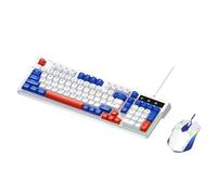 Cuifati RGB Gaming Keyboard and Mouse Combo 98 Keys Compact Layout with 7 Customizable Backlight Modes Multimedia Shortcut Keys for PC Laptop (Blue White)