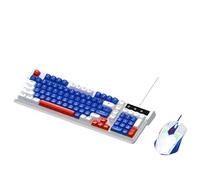 Cuifati RGB Gaming Keyboard and Mouse Combo 98 Keys Compact Layout with 7 Customizable Backlight Modes Multimedia Shortcut Keys for PC Laptop (White Blue)