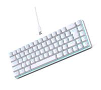 Cuifati Russian English Dual Language Keyboard, 68 Key Wired Mechanical Gaming Keyboard with 18 RGB Backlight Modes, Wired Type-C Interface Office Keyboard for Desktops and Laptops (White)