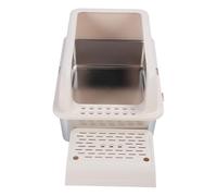 Cuifati Stainless Steel Cat Litter Box, Extra Large High Sided Anti Splash Proof Litter Box for Cats with Lid Design, Odor Isolation for Large Cats (Khaki)