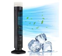 Cuifati Tower Fan for Bedroom, 90° Oscillating Personal Table Fan, 13'' Small Desk Fan 34dB Quiet Standing Bladeless Fans with Light, Portable Cooling Fan USB Desk Fan for Home Office