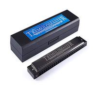 Cuifati Tremolo Harmonica Stylish C Tone Black Mouth Organ Harp for Professional Player 24 Holes Harmonica for Kid Adults Stainless Steel 7.09 * 1.18 * 0.79in