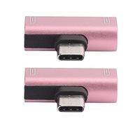 Cuifati USB C Charger Adapter 2 in 1, 2PCS Type C Power Splitter for Charging & Music, Aluminum T Type Connector for P20 P10 Pro Mate 10, Z17, Mote Z, Fast Charging 2A (Pink)