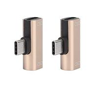 Cuifati USB C Charger Adapter 2 in 1, 2PCS Type C Power Splitter for Charging & Music, Aluminum T Type Connector for P20 P10 Pro Mate 10, Z17, Mote Z, Fast Charging 2A (Gold)