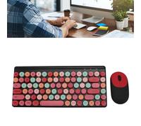 Cuifati Wireless Keyboard and Mouse Combo, 2.4G 86Keys Keyboards with Mouse, Cute Mixed Color Computer Keyboard and Wireless Mouses Set for Laptop Desktop Wins PC (Red)