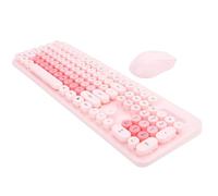 Cuifati Wireless Keyboard and Mouse Combo 2.4GHz Retro Typewriter Style with Round Keycaps 104 Keys and Numeric Keypad for PC Laptop Desktop (Pink)