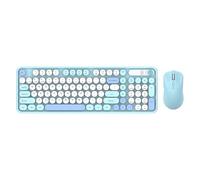 Cuifati Wireless Keyboard and Mouse Combo, 98 Keys Rechargeable 2.4G BT Dual Mode for Computer Laptop with Ergonomic Design Long Battery Life (Distant Mountain Blue)