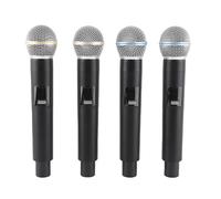 Cuifati Wireless Microphone Set 4 Cordless Handheld Dynamic Mics VHF Band with Receiver, 164ft Range Portable Mic for Stage Recording Karaoke, Plug and Play, Rechargeable 2200mAh