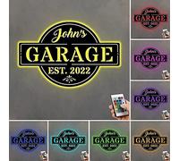 CUIGOI Customizable Garage LED Sign, Multicolor, Wood, 10inch, Neon, Wall Mount, Vintage Style, Custom Name, Home Decor, Garage Night Lights