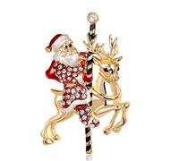 CUIGU Christmas Brooch Pins Ring Bell Rhinestone Jewelry Fashion Xmas Gift Decoration - Santa Claus No.AL043-A