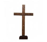 Cuikaan Wooden Cross with Stand Standing Table,Cross Double-Sided Display,Cross Decor for Home,Small Wooden C/ross Ornament,W/ooden Crosses for Craft,5.8x10.7cm,Easter Scene W/ooden Decoration