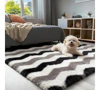 CUIMEI Anti Slip Rug 190 x 260 cm, Modern, Classical Design, Rectangular, Foldable, 100% Polyester, Warm, for Kids Room Shaggy Rugs Soft Extra Thick, wave