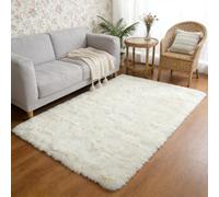CUIMEI Area Rugs 70 x 265 cm, Modern, Fluffy, Non-Slip Underside, Washable up to 30°C, Super-Soft, Fur Look, For Bedroom Area Rugs Shaggy, off white