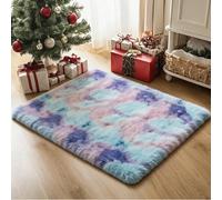 CUIMEI Area Rugs Large 100 x 270 cm, Modern, Classical Design, Rectangular, Foldable, 100% Polyester, Warm, for Kids Room Super Soft Fluffy Shaggy Rug, Blue Color