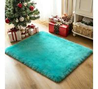 CUIMEI Area Rugs Large 125 x 330 cm, Modern, Classical Design, Rectangular, Foldable, 100% Polyester, Warm, for Kids Room Super Soft Fluffy Shaggy Rug, Sky Blue