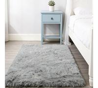 CUIMEI Kitchen Rugs Non Slip Washable 380 x 400 cm, Modern, Classical Design, Rectangular, Foldable, 100% Polyester, Warm, for Kids Room Soft Rug Fluffy Modern Floor Rugs, Silver Gray