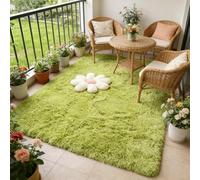 CUIMEI Large Shaggy Rugs 200 x 310 cm, Modern, Classical Design, Rectangular, Foldable, 100% Polyester, Warm, for Kids Room Vintage Design Rugs for Bedroom, Fruit green