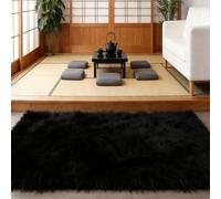 CUIMEI Large Shaggy Rugs 70 x 390 cm, Soft Touch Thick Pile, Quality Dense Pile, 4 Cm Thick Area Rugs, Fluffy, for Living Room Living Room Soft Touch, Black