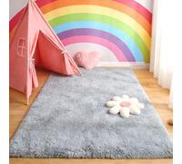 CUIMEI Living Room Area Rugs 95 x 250 cm, Soft Touch Thick Pile, Quality Dense Pile, 4 Cm Thick Area Rugs, Fluffy, for Living Room Extra Large Size Soft, Silver Gray