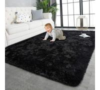 CUIMEI Machine Washable Rug 150 x 280 cm, Soft Touch Thick Pile, Quality Dense Pile, 4 Cm Thick Area Rugs, Fluffy, for Living Room Living Room Runner Modern Rugs, Black