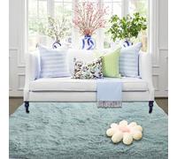 CUIMEI Room Area Rugs 125 x 125 cm, Modern, Classical Design,Rectangular, Foldable, 100% Polyester, Warm, for Kids Room Shaggy Rug Design Rugs, Aquamarine