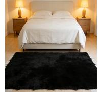 CUIMEI Room Area Rugs 380 x 400 cm, Modern, Fluffy, Non-Slip Underside, Washable up to 30°C, Super-Soft, Fur Look, For Bedroom Modern Design Bedroom Rugs, Black