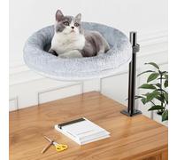 Cuipingoo Cat Bed for Desk - 360° Rotating & Adjustable, Supports Up to 40lbs, Removable & Washable, Nest Bed Attachment Round Cat Hammock for Desk