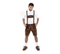 Cuir Craft Authentic Lederhosen German Bavarian Lederhosen Oktoberfest Choc Brown Short Length, Choc Brown, 36