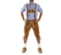 Cuir Craft Mens Knee Breeches German Bavarian Lederhosen Oktoberfest Light BROWNLEDERHOSEN (UK 30 Inches Waist/German 46)