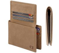 Cuir Jackets Top Grain Leather Wallet for Men | RFID Blocking Genuine Leather Wallets for Men | Secure and Durable Extra Capacity Bifold Wallet with 2 ID Windows and Upto 9 Card Slots, Beige, 4.5x3.5