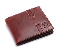 Cuir London Genuine Leather Wallet for Men | Buff and Cow Leather, Organized and Stylish | Including a Convenient Coin Pocket and 7 Card Slots - Deep Brown (11.5 x 9 cm)