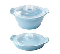 Cuiseur Vapeur En Silicone Pour Des Repas Sains Casserole À Soupe Pliable Pour Friteuse À Air Ne Passe Pas Vaisselle Gadget De Cuisine Pour La Maison (Light Blue, 22x12cm)