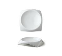 CUISGOR Ceramic Dinner Plates 8-inch Hotel Kitchen Tableware Ordinary Hot Dish Plate Cold White Porcelain Square Round Creative Special Stir-Fry Restaurant Cafe Dining Plates(8 in)