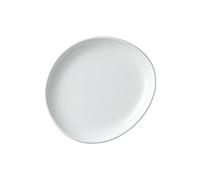CUISGOR Ceramic Dinner Plates 9-inch Hotel Tableware Oval Hot Dish Plate Cold Matte White Irregular Kitchen Appetizer Serving Dining Plates(9 in)