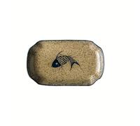 CUISGOR Ceramic Dinner Plates Chinese Fish Plate Steamed Fish Special Rectangular Plate Dish Plate Home Retro Tableware Ceramic Deep Plate Large Dining Plates(C)