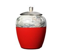 CUISGOR Tea Tin Loose Tea Cans Ceramic Sealed Cans Large Retro Household Portable Red and Green Tea Cans Kitchen Food Storage Cans Tea Canister(A)