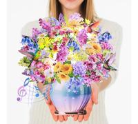 CUISH Pop Up Card with Music and Lights Life Sized 3D Paper Flower Bouquet - Greeting Card for Women, Mom, Wife, Daughter, Grandma - Birthday Gift with Envelope-Hummingbird
