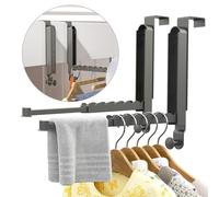 CUISIBOT 2pack Over The Door Drying Rack, Foldable Over Door Hooks Hanger Laundry Hanging Coat Rack with 6 Groves, Space-Saving Over Door Organizer for Clothes, Coats, Hats, Bags, Towels (2pcs Gray)