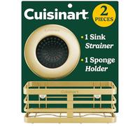 Cuisinart 2 Piece Sink Set - Sink Drain Strainer with Stainless Steel Rim & Silicone Mesh Base & Sponge Holder for Kitchen Sink, Metal Caddy with Triple Suction Cups, Daily Kitchen Essentials