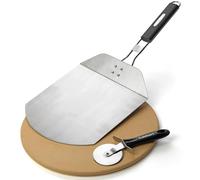Cuisinart 3 Piece Pizza Grilling Pack | Pizza Stone Set, Foldable Peel and Cutter | Heavy Duty BBQ Tool