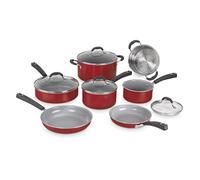 Cuisinart 54C-11R 11-Piece Ceramica XT Nonstick Cookware Set, Ceramic, Red w/Grey Interior