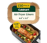 Cuisinart Air Fryer Liners Disposable-8.6x 5.5 Rectangle Food-Safe No-Bleach Silicone-Coated Parchment Paper for Air Fryer Basket, Non-Stick Oil-Proof Airfryer Liners, Oven & Microwave Safe, 150 Pack