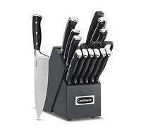 Cuisinart C77BTR-15PBK Classic Forged Triple Rivet, 15-Piece Knife Set with Block, Superior High-Carbon Stainless Steel Blades for Precision and Accuracy, Black