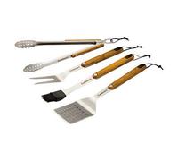 Cuisinart Cgs-1100 (Spatula, Locking Tongs, Fork, Basting Brush) 4-Piece Grill Tool Set, Ash Wood Handle