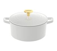 Cuisinart Chef's Classic Enameled Cast Iron Round Covered Casserole (White/Gold 7-Quart)